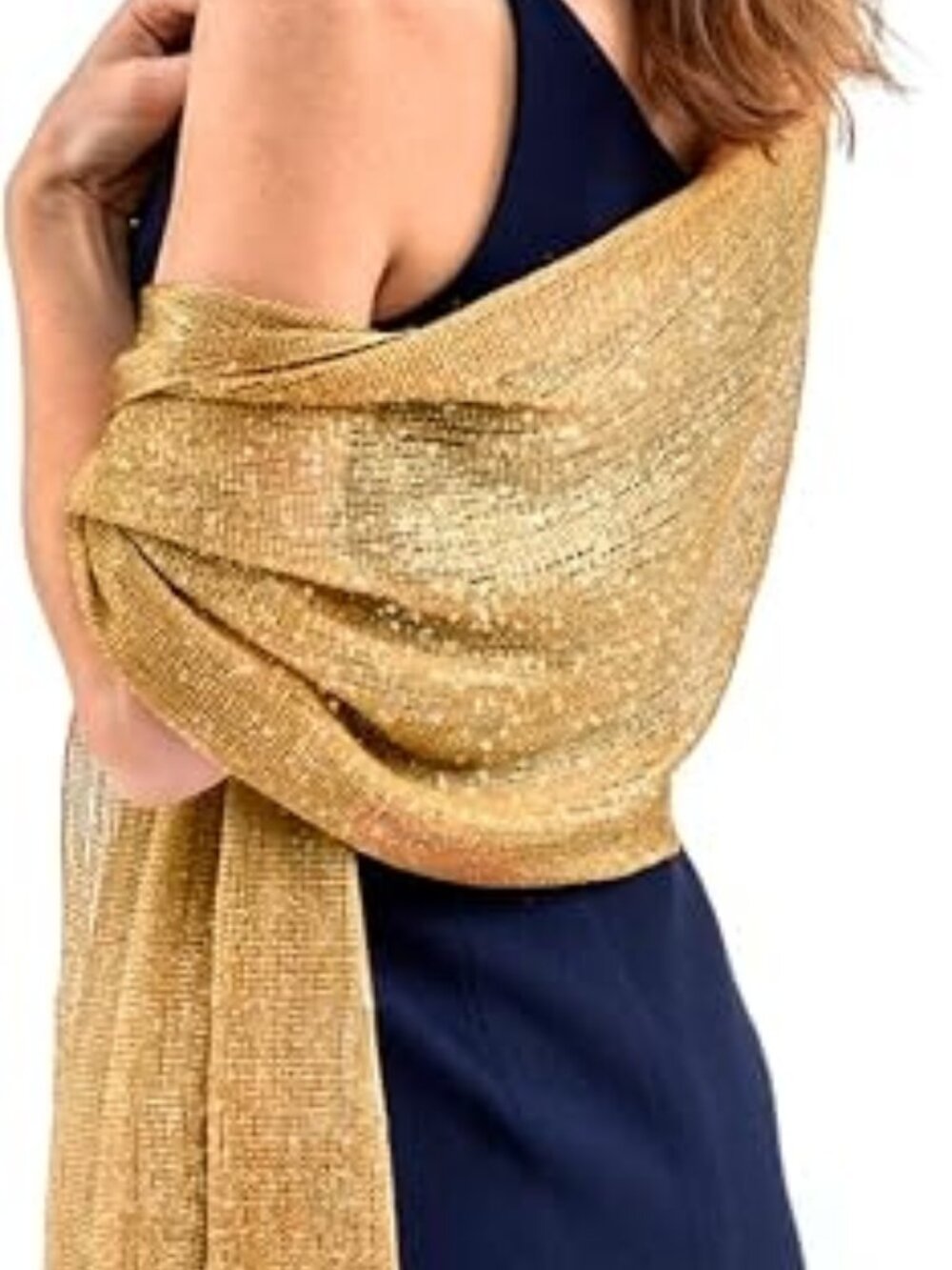 Women’s Metallic Glitter Shawl Sparkly Evening Wrap Wedding Party Scarf